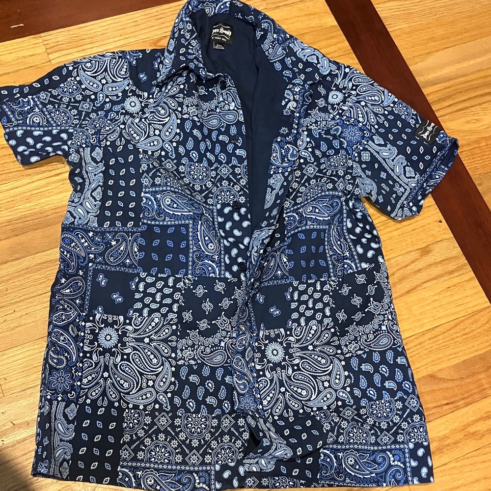 Men's Blue Paisley Casual Button Down Shirt